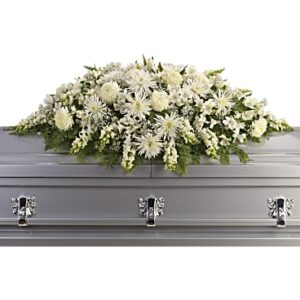 Enduring Light Casket Spray | Mixed Bouquets | Same Day Flower Delivery | White | Teleflora