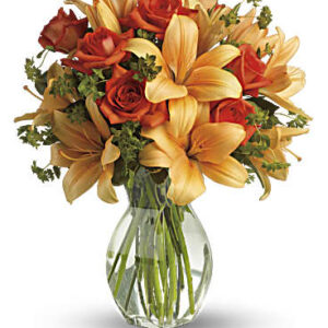 Fiery Lily And Rose | Mixed Bouquets | Same Day Flower Delivery | Orange | Teleflora