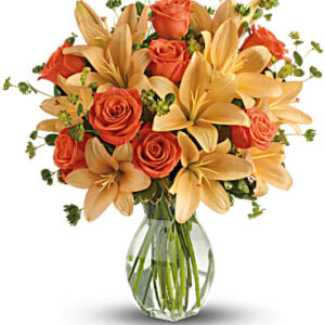 Fiery Lily And Rose | Mixed Bouquets | Same Day Flower Delivery | Orange | Teleflora