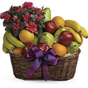 Fruits And Blooms Basket | Mixed Bouquets | Same Day Flower Delivery | Orange | Teleflora