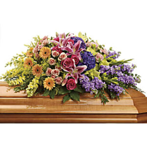 Garden Of Sweet Memories Casket Spray | Mixed Bouquets | Same Day Flower Delivery | Multi-Colored | Teleflora