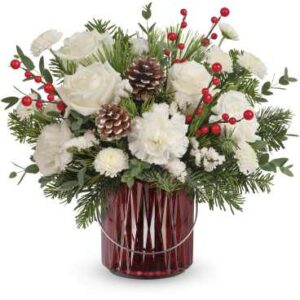 Gleaming Holiday Bouquet | Carnations | Same Day Flower Delivery | White | Teleflora