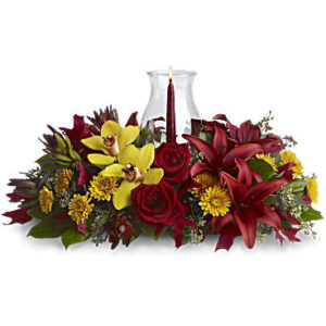 Glow Of Gratitude Centerpiece | Mixed Bouquets | Same Day Flower Delivery | Multi-Colored | Teleflora