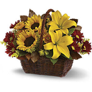 Golden Days Basket Bouquet | Mixed Bouquets | Same Day Flower Delivery | Yellow | Teleflora