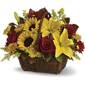 Golden Days Basket Bouquet | Mixed Bouquets | Same Day Flower Delivery | Yellow | Teleflora