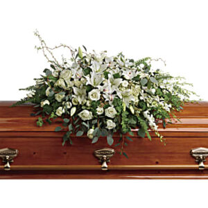 Grandest Glory Casket Spray | Mixed Bouquets | Same Day Flower Delivery | White | Teleflora