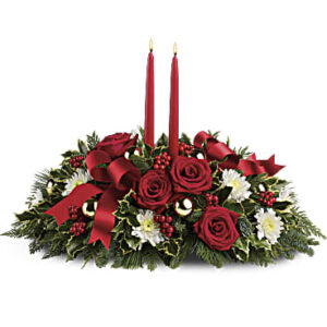 Holiday Shimmer Centerpiece | Roses | Same Day Flower Delivery | White | Teleflora