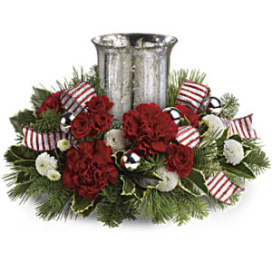 Holly Jolly Centerpiece | Roses | Same Day Flower Delivery | White | Teleflora