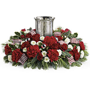 Holly Jolly Centerpiece | Roses | Same Day Flower Delivery | White | Teleflora