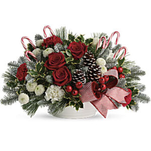Jolly Candy Cane Bouquet | Roses | Same Day Flower Delivery | White | Teleflora
