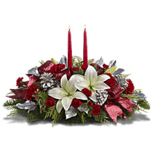 Lights Of Christmas Centerpiece | Mixed Bouquets | Same Day Flower Delivery | White | Teleflora