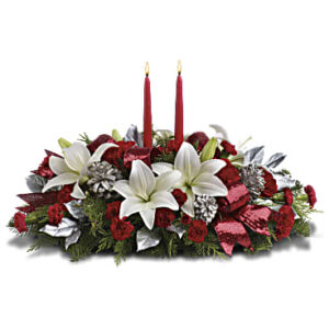 Lights Of Christmas Centerpiece | Mixed Bouquets | Same Day Flower Delivery | White | Teleflora