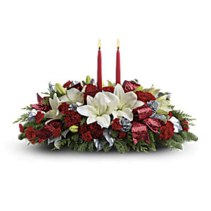 Lights Of Christmas Centerpiece | Mixed Bouquets | Same Day Flower Delivery | White | Teleflora