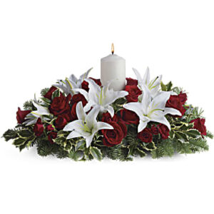 Luminous Lilies Centerpiece | Mixed Bouquets | Same Day Flower Delivery | White | Teleflora
