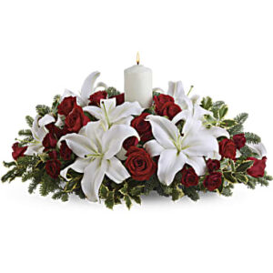 Luminous Lilies Centerpiece | Mixed Bouquets | Same Day Flower Delivery | White | Teleflora
