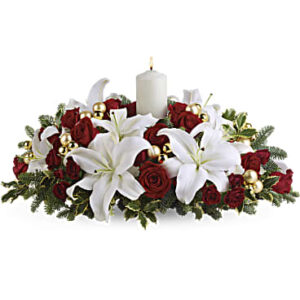 Luminous Lilies Centerpiece | Mixed Bouquets | Same Day Flower Delivery | White | Teleflora