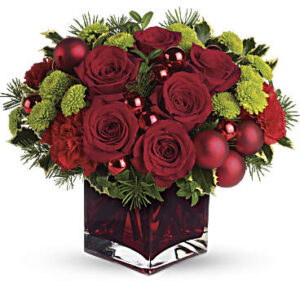 Merry & Bright Bouquet | Roses | Same Day Flower Delivery | Red | Teleflora