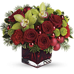 Merry & Bright Bouquet | Roses | Same Day Flower Delivery | Red | Teleflora