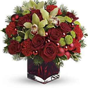 Merry & Bright Bouquet | Roses | Same Day Flower Delivery | Red | Teleflora