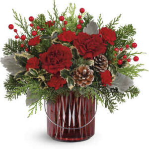 Merry Glow Bouquet | Carnations | Same Day Flower Delivery | Red | Teleflora