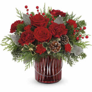 Merry Glow Bouquet | Carnations | Same Day Flower Delivery | Red | Teleflora