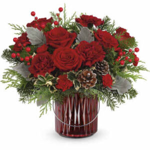 Merry Glow Bouquet | Carnations | Same Day Flower Delivery | Red | Teleflora