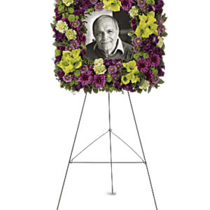 Mosaic Of Memories Square Easel Wreath | Mixed Bouquets | Same Day Flower Delivery | Purple | Teleflora