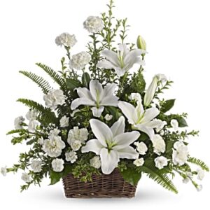 Peaceful White Lilies Basket Bouquet | Mixed Bouquets | Same Day Flower Delivery | Teleflora