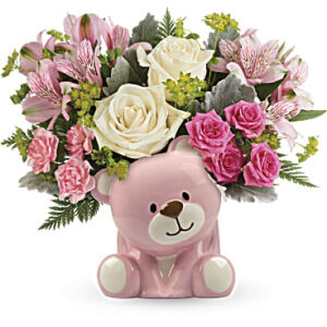 Precious Pink Bear Bouquet | Mixed Bouquets | Same Day Flower Delivery | Teleflora