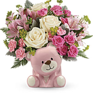 Precious Pink Bear Bouquet | Mixed Bouquets | Same Day Flower Delivery | Teleflora