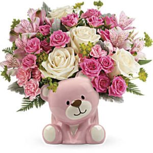Precious Pink Bear Bouquet | Mixed Bouquets | Same Day Flower Delivery | Teleflora