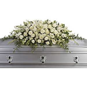 Purity And Peace Casket Spray | Mixed Bouquets | Same Day Flower Delivery | White | Teleflora