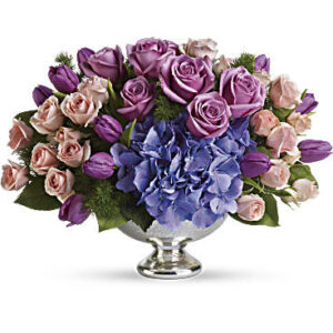 Purple Elegance Centerpiece | Mixed Bouquets | Same Day Flower Delivery | Teleflora