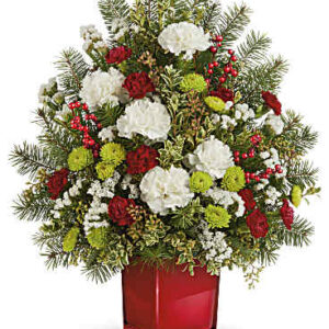 Radiant Winter Tree Bouquet | Carnations | Same Day Flower Delivery | White | Teleflora