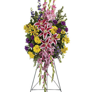 Rainbow Of Remembrance Spray | Mixed Bouquets | Same Day Flower Delivery | Multi-Colored | Teleflora