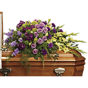 Reflections Of Gratitude Casket Spray | Mixed Bouquets | Same Day Flower Delivery | Purple | Teleflora