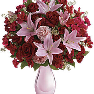 Roses And Pearls Bouquet | Mixed Bouquets | Same Day Flower Delivery | Red | Teleflora