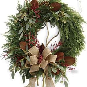 Rustic Holiday Wreath | Mixed Bouquets | Same Day Flower Delivery | Red | Teleflora