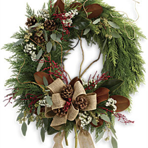 Rustic Holiday Wreath | Mixed Bouquets | Same Day Flower Delivery | Red | Teleflora