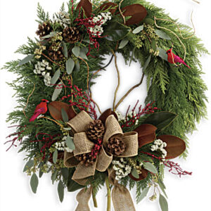 Rustic Holiday Wreath | Mixed Bouquets | Same Day Flower Delivery | Red | Teleflora