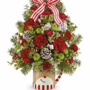Send A Hug Merry Reindeer Tree Bouquet | Carnations | Same Day Flower Delivery | White | Teleflora