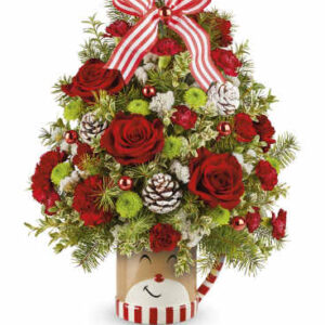 Send A Hug Merry Reindeer Tree Bouquet | Carnations | Same Day Flower Delivery | White | Teleflora