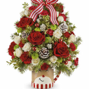 Send A Hug Merry Reindeer Tree Bouquet | Carnations | Same Day Flower Delivery | White | Teleflora