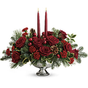 Shining Bright Centerpiece | Roses | Same Day Flower Delivery | White | Teleflora