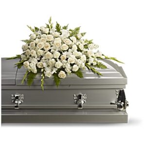Silken Serenity Casket Spray | Mixed Bouquets | Same Day Flower Delivery | White | Teleflora