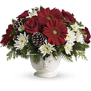 Simply Merry Centerpiece Bouquet | Mixed Bouquets | Same Day Flower Delivery | White | Teleflora