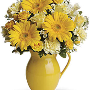 Sunny Day Pitcher Of Cheer Bouquet | Mixed Bouquets | Same Day Flower Delivery | Yellow | Teleflora