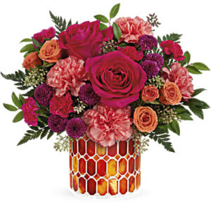 Sunset Blooms Bouquet | Roses | Same Day Flower Delivery | Multi-Colored | Teleflora