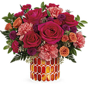 Sunset Blooms Bouquet | Roses | Same Day Flower Delivery | Multi-Colored | Teleflora