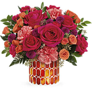 Sunset Blooms Bouquet | Roses | Same Day Flower Delivery | Multi-Colored | Teleflora